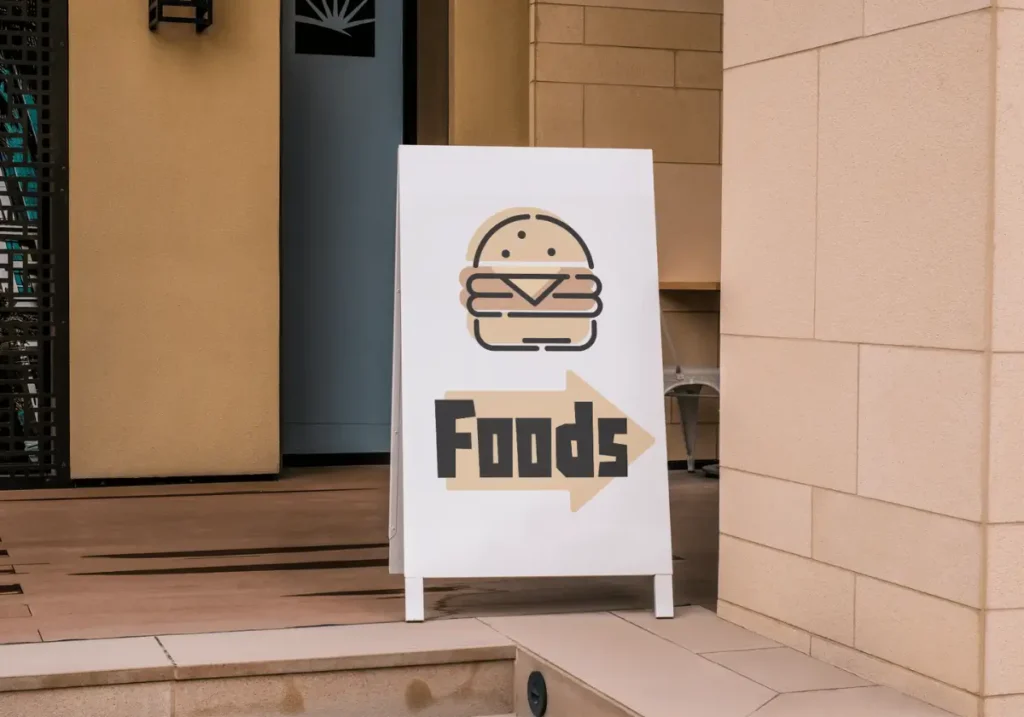 Panneau dans une salle "Foods"